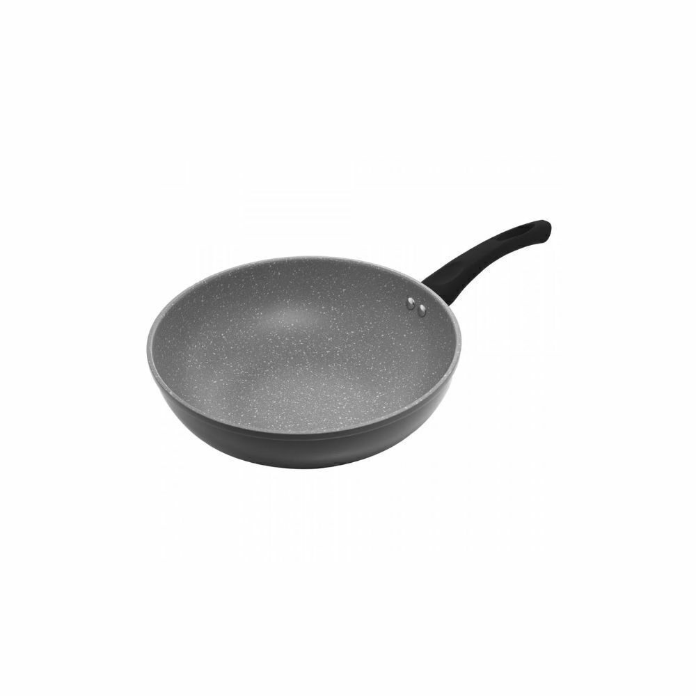 FRIGIDEIRA WOK DE INDUÇÃO EM ALUMÍNIO COM REVESTIMENTO CERÂMICO GRANILITE CINZA 28CM