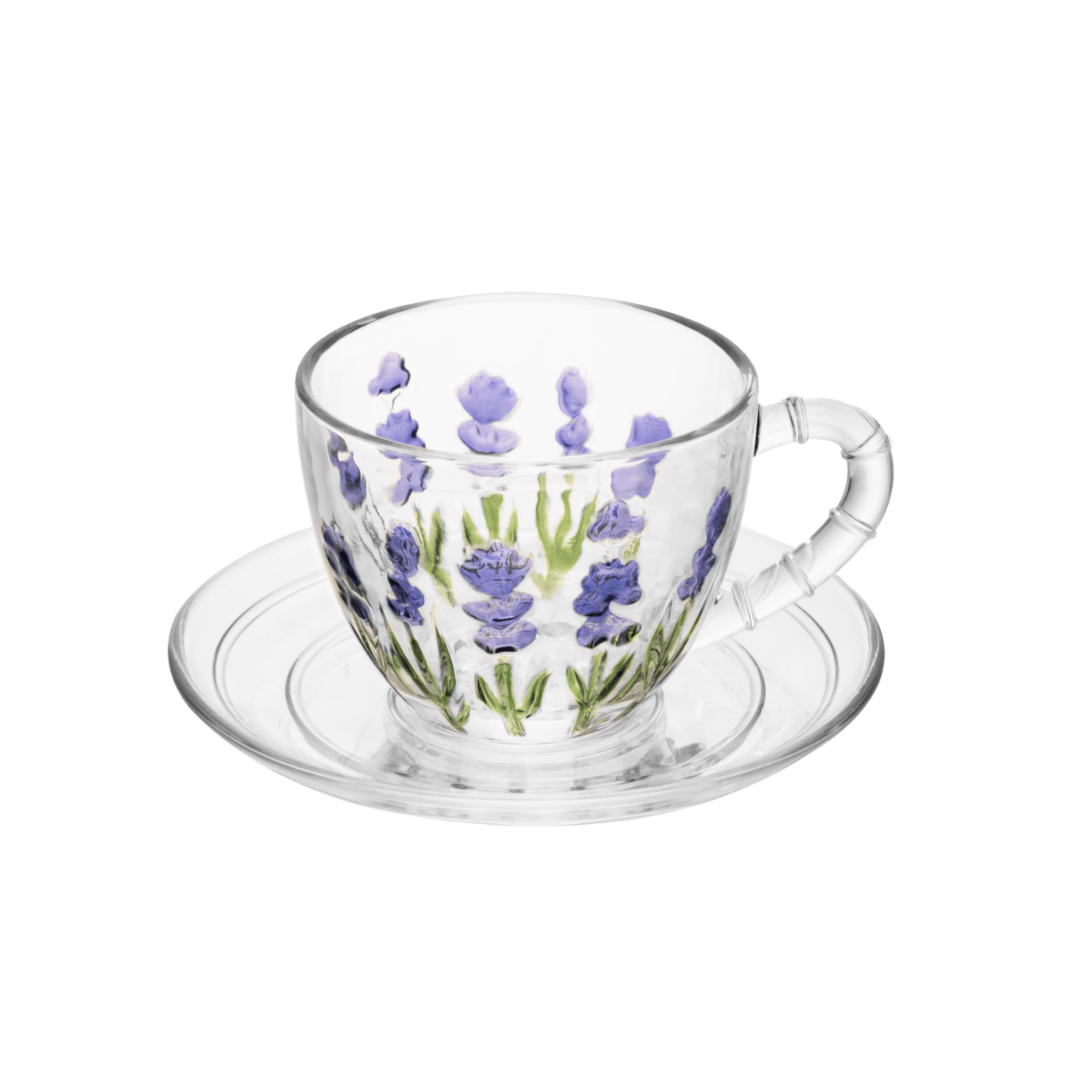 XICARA DE CAFE COM PIRES LAVANDA HAND PAINTING 80ml CRISTAL