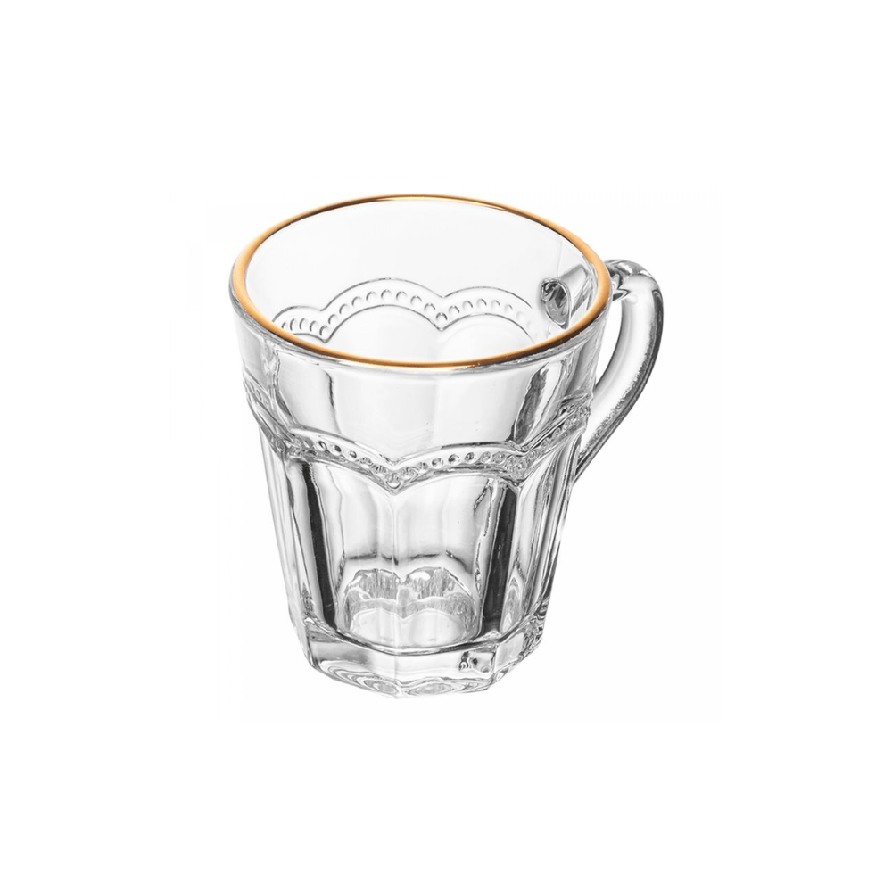 XICARA DE CAFE BELLE EPOQUE COM FIO DE OURO 80ML VIDRO