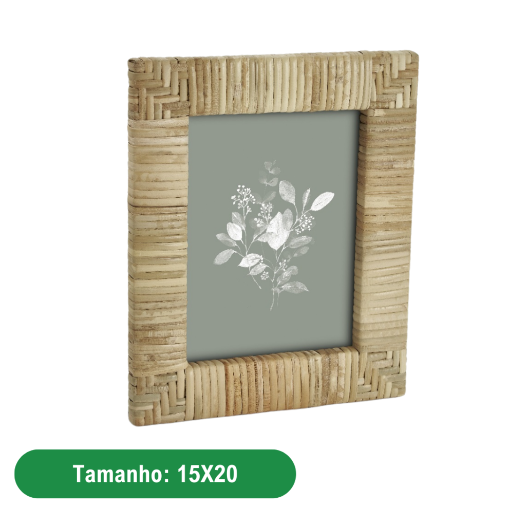PORTA RETRATO EM MDF COM RATTAN 20X25