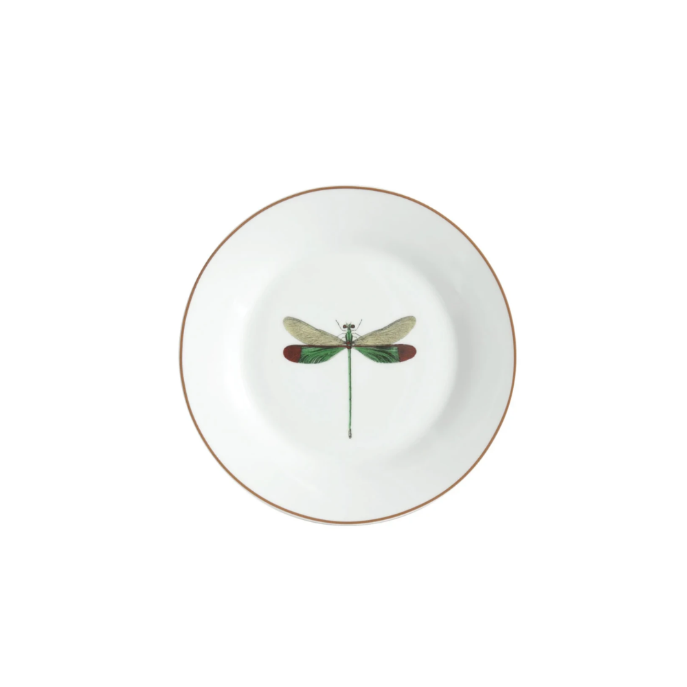 PRATO PARA SOBREMESA LIBÉLULA EM PORCELANA BROWN RIM