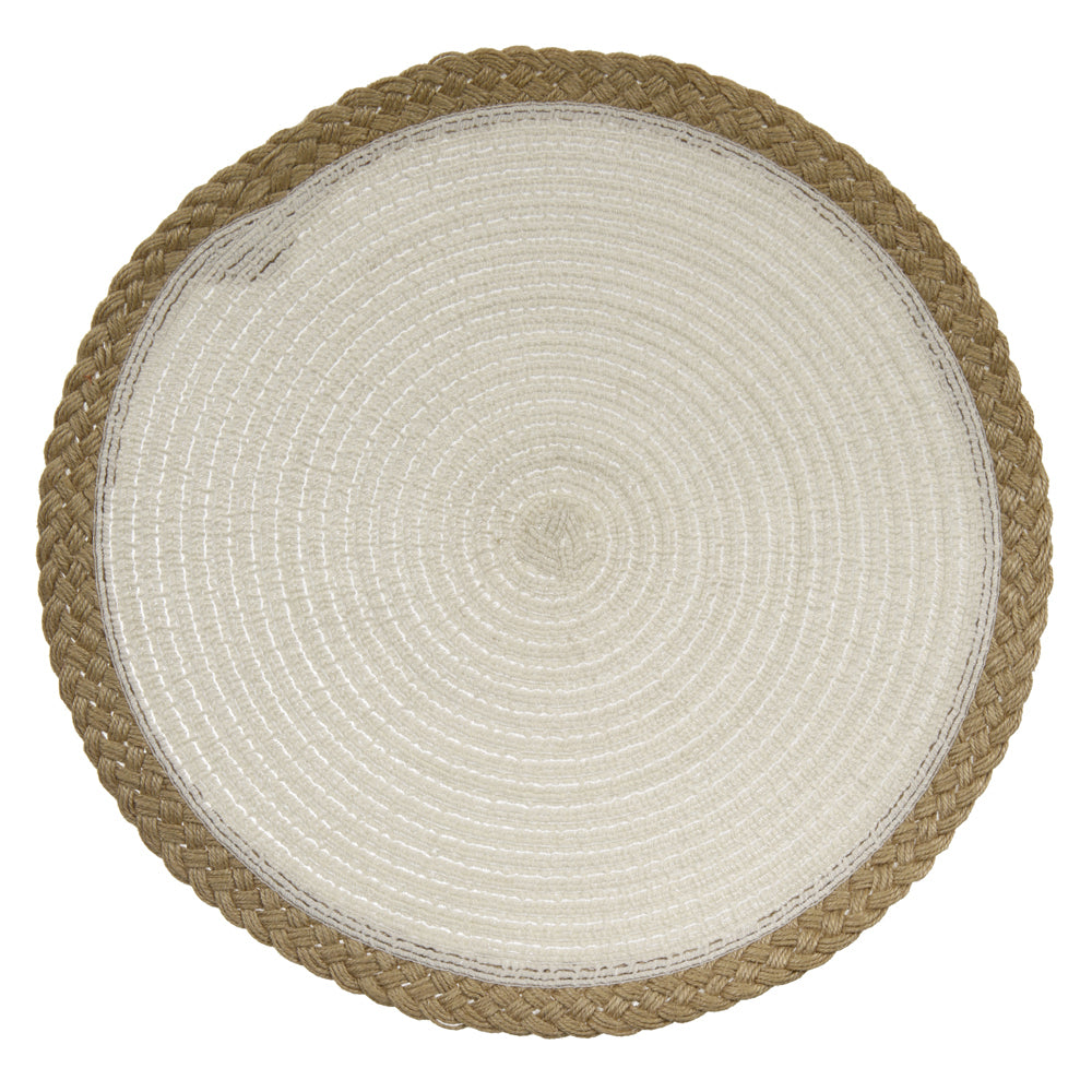 LUGAR AMERICANO POLIESTER 38X38cm C/ JUTA TRANCADO (BRANCO)