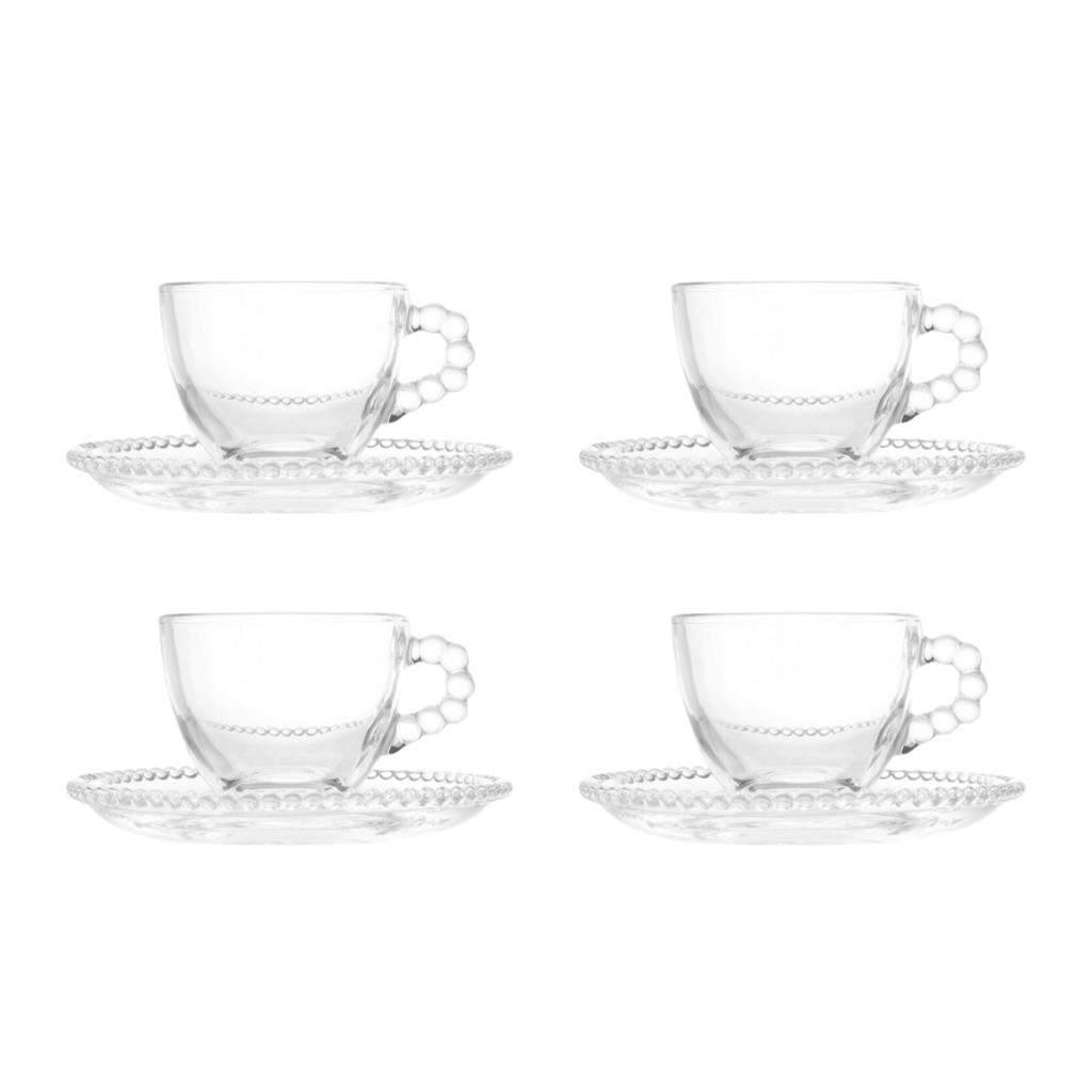 CONJUNTO 4 XICARAS CAFE CRISTAL DE CHUMBO COM PIRES PEARL 80ml