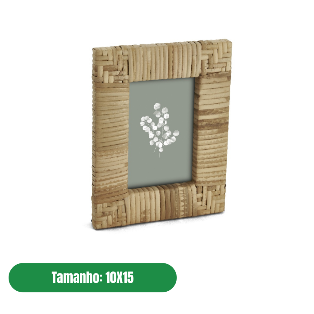 PORTA RETRATO EM MDF COM RATTAN 15X20