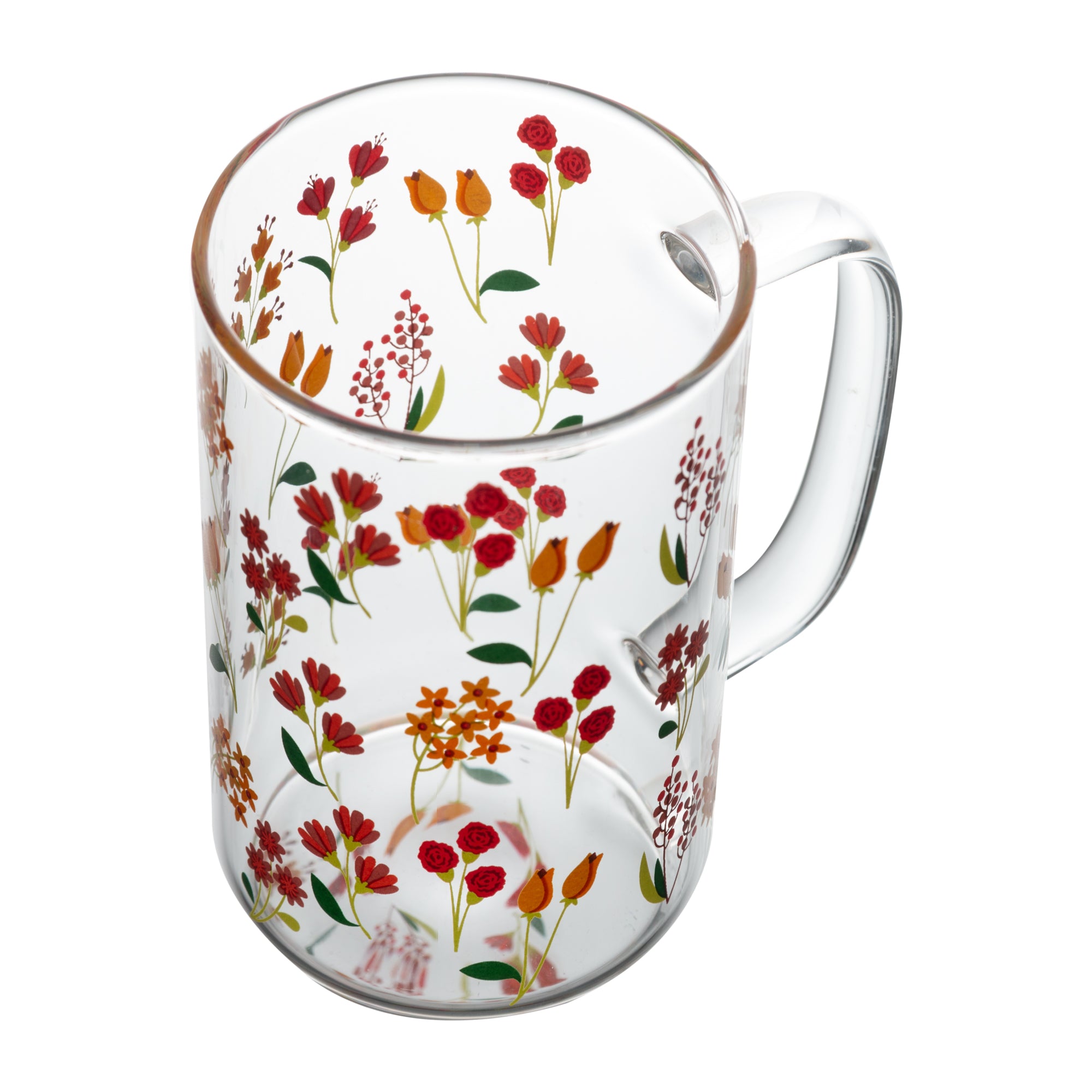 CONJUNTO  2 CANECAS DE VIDRO RESISTENTE A CALOR FLORES 280ML
