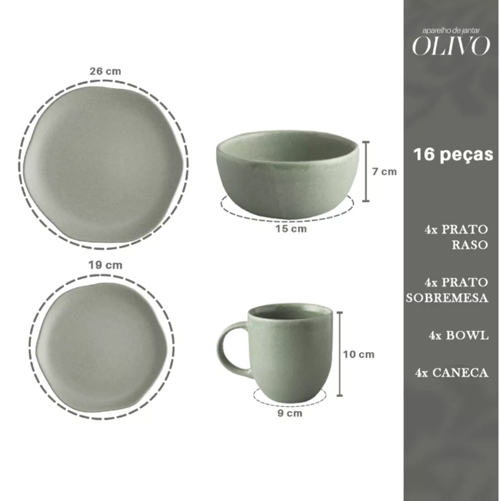 APARELHO DE JANTAR OLIVO 16 PEÇAS