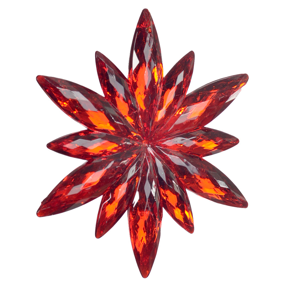 ENFEITE FLOCO DE NEVE VERMELHO 11,2CM