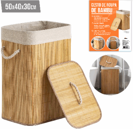 CESTO DE ROUPA DE BAMBU, REF 6436