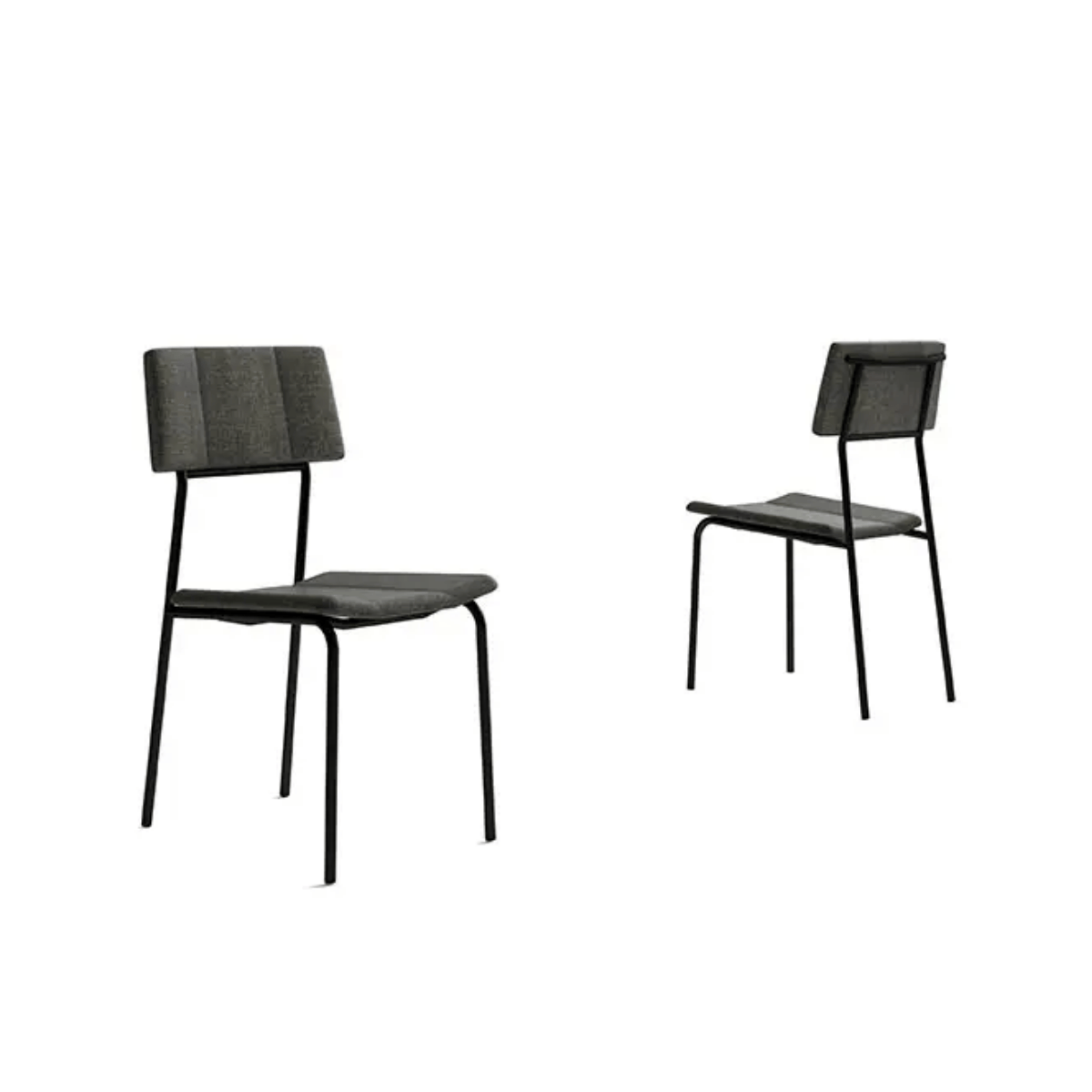 CADEIRA LOU 1742 – PRETO/TECIDO LINHO GRAFITE E COURINO PRETO