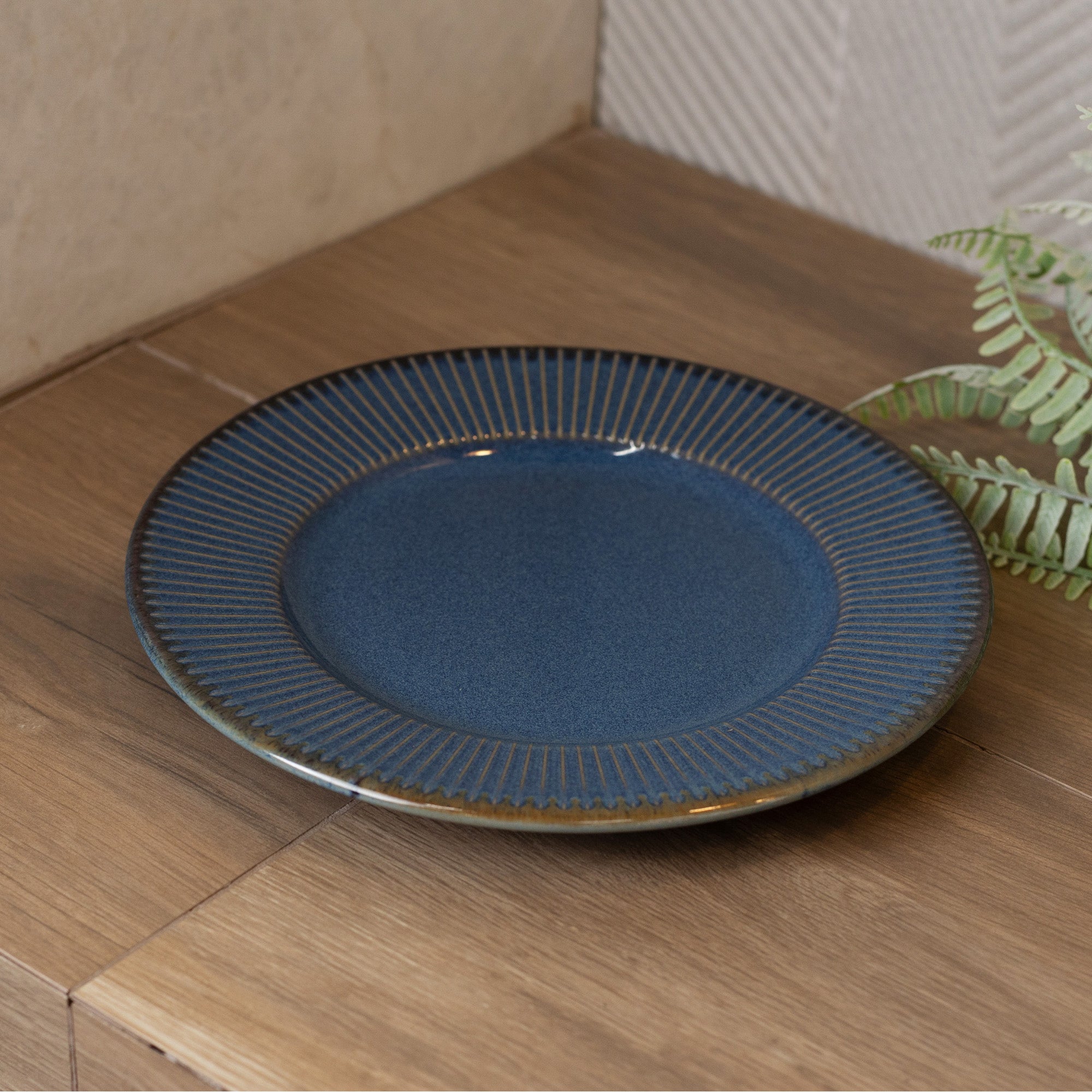 PRATO RASO DE CERAMICA LINEAR AZUL 27CM