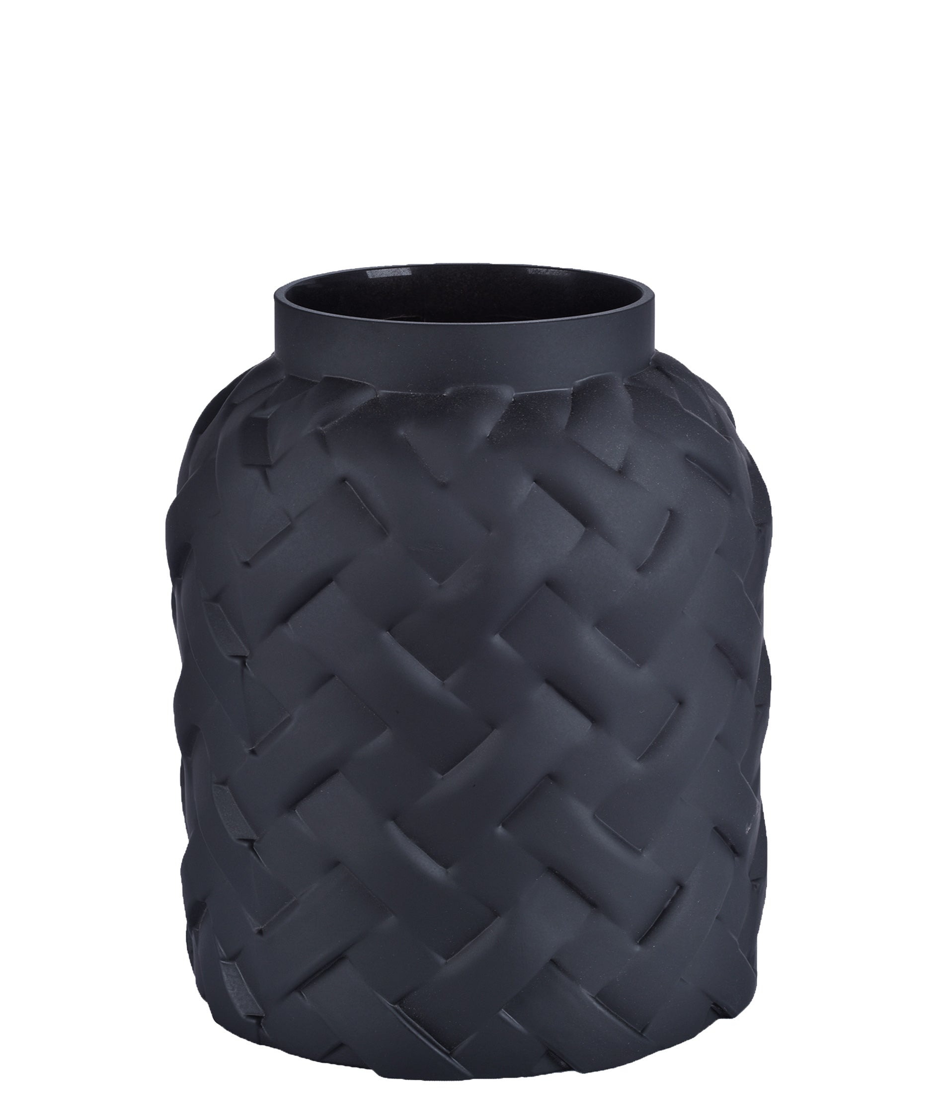 VASO DE VIDRO PRETO 20CM