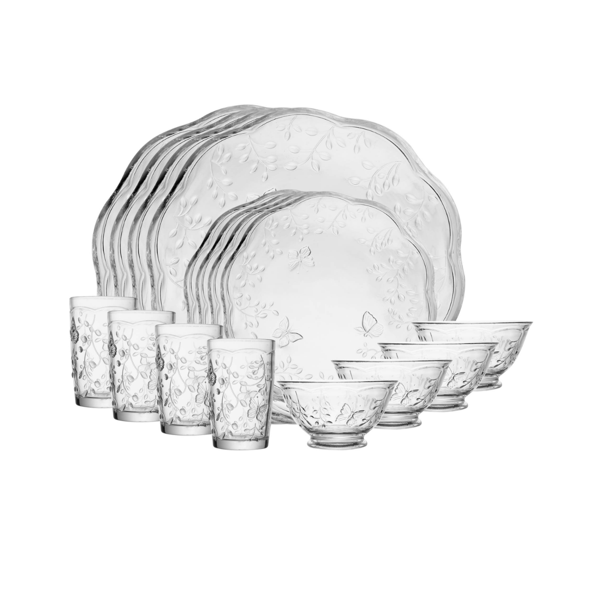 JOGO DE JANTAR 16 PECAS NEW BUTTERFLY CRISTAL ECOLOGICO