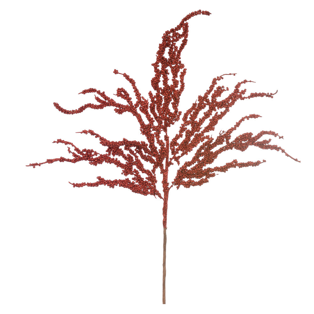 HASTE GRASS NATAL VERMELHO COM GLITTER 66CM