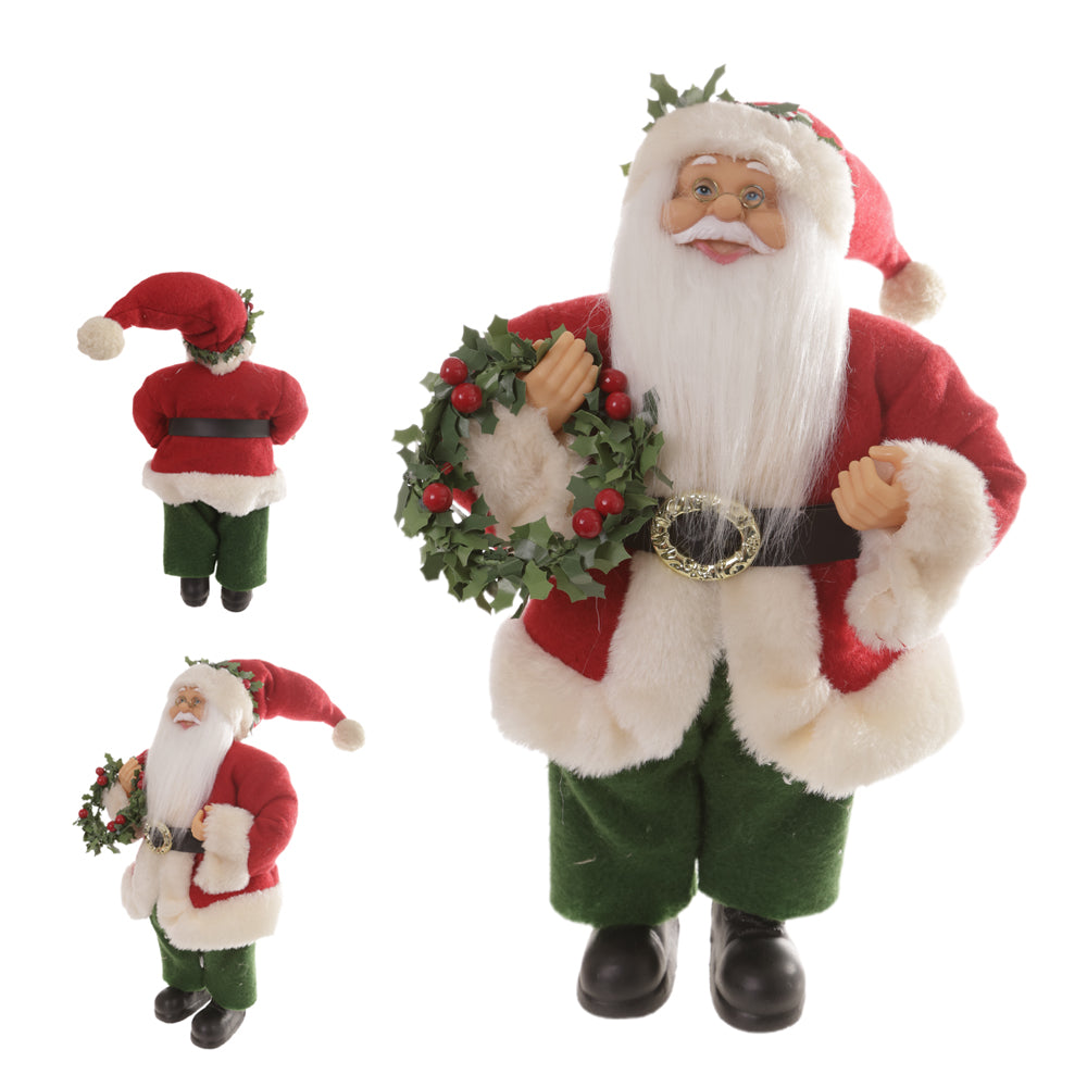 PAPAI NOEL EM PE VERMELHO E VERDE 30CM