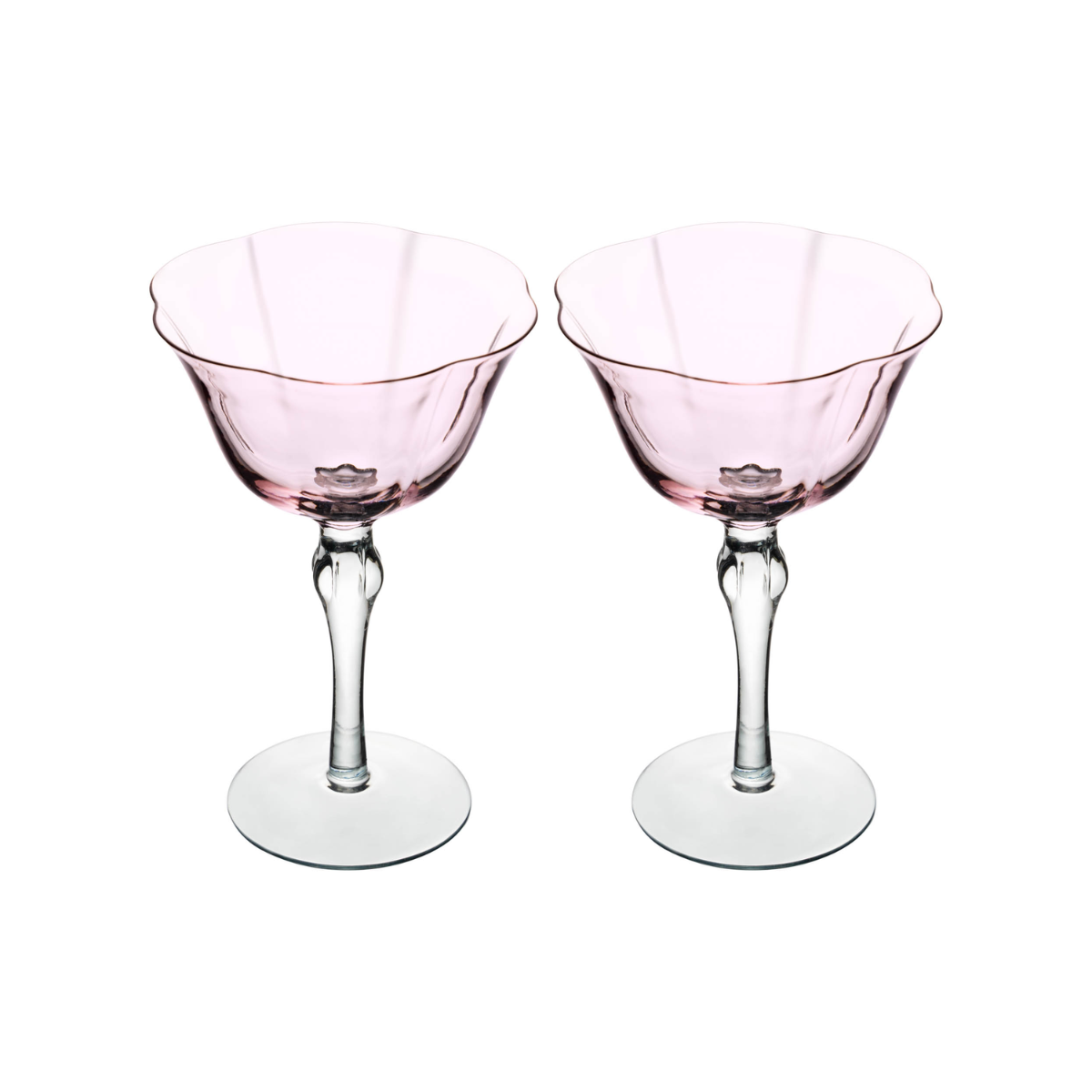 CJ 2 TACAS COUPE LILY 300ML ROSA E CINZA VIDRO