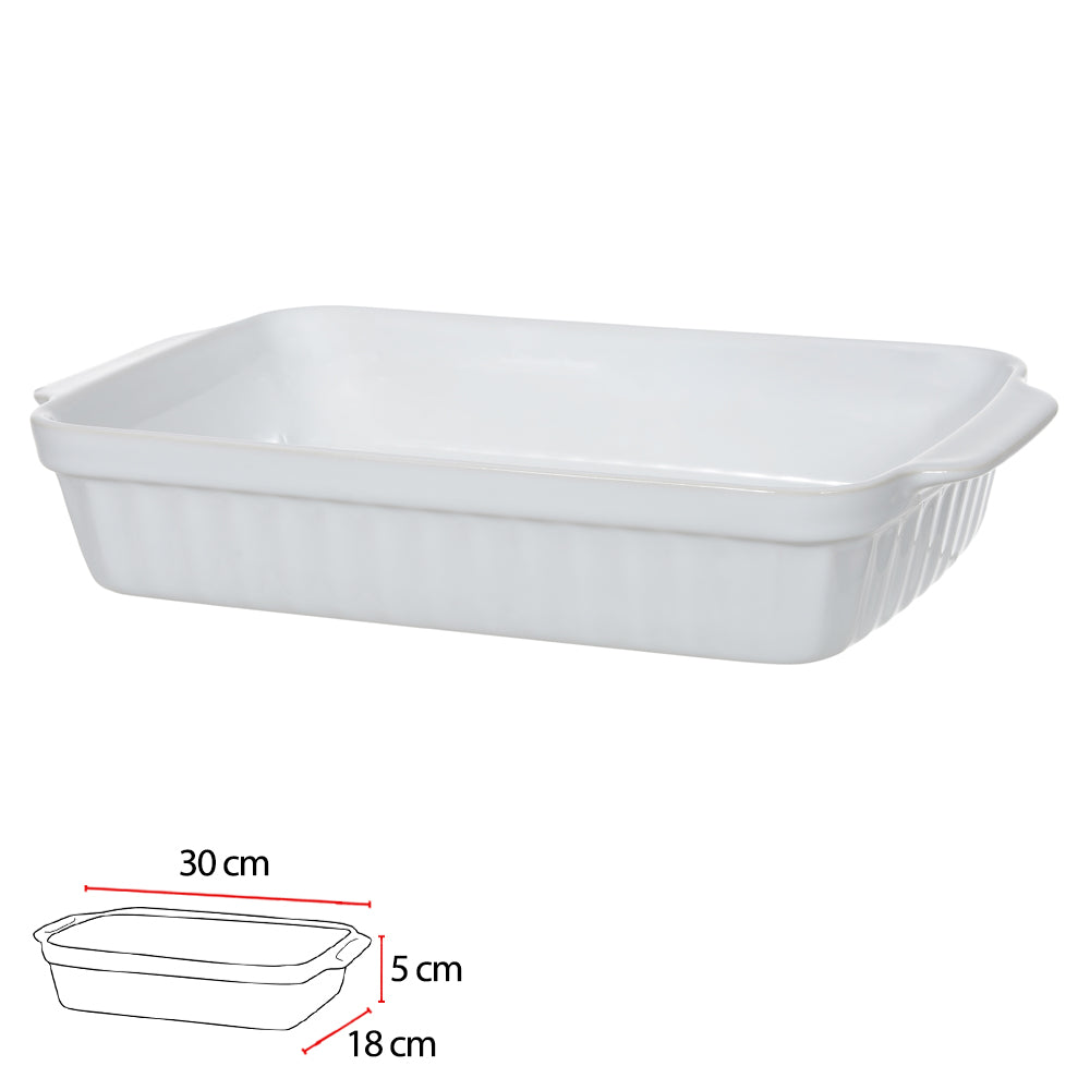 REFRATARIO CERAMICA 1400ml 30X18X5cm RT EVA CANELADO (BRANCO)