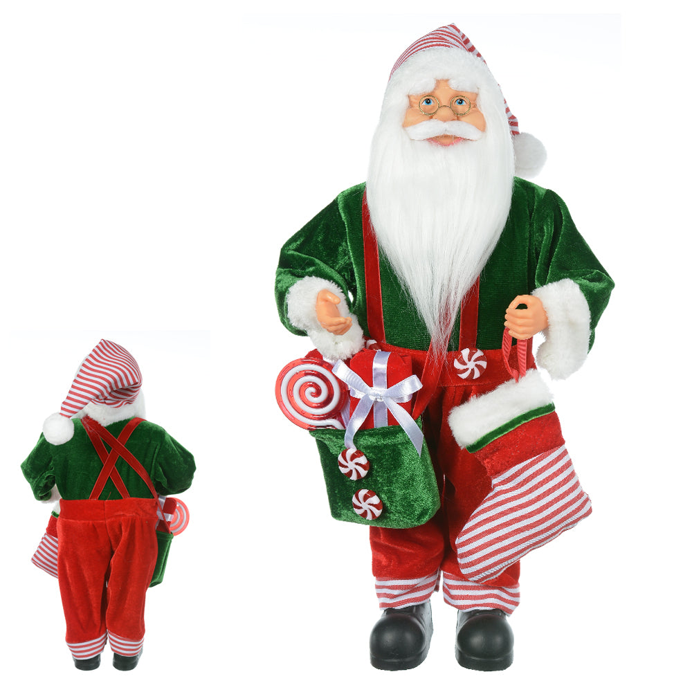 PAPAI NOEL EM PE 45CM VERDE VERMELHO