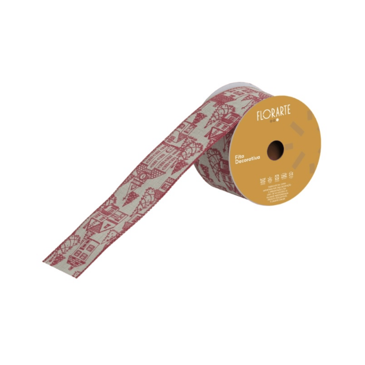 FITA ARMADA LINHO COM COSTURA BEGE VERMELHO - 9,14M