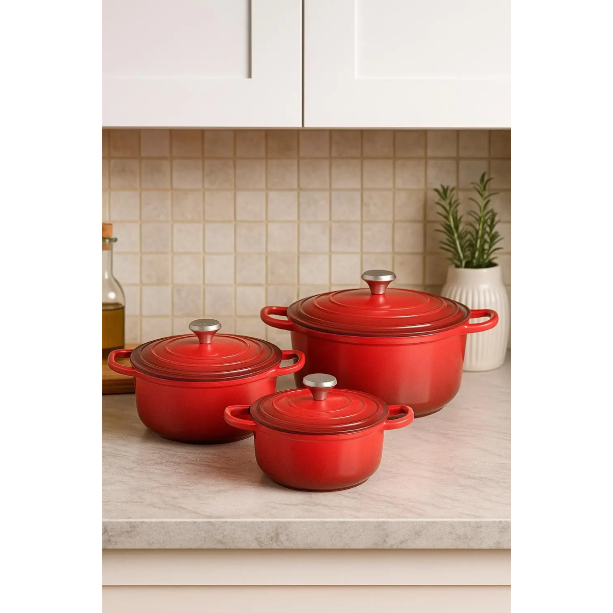CONJUNTO DE PANELAS FLORENÇA COMPATÍVEL COM INDUÇÃO – 3 PEÇAS + ACESSÓRIO – VERMELHO