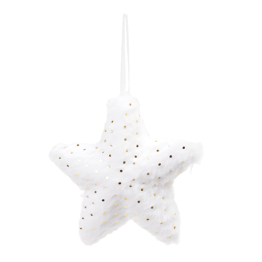 ESTRELA DE ENFEITE BRANCO/OURO 12CM