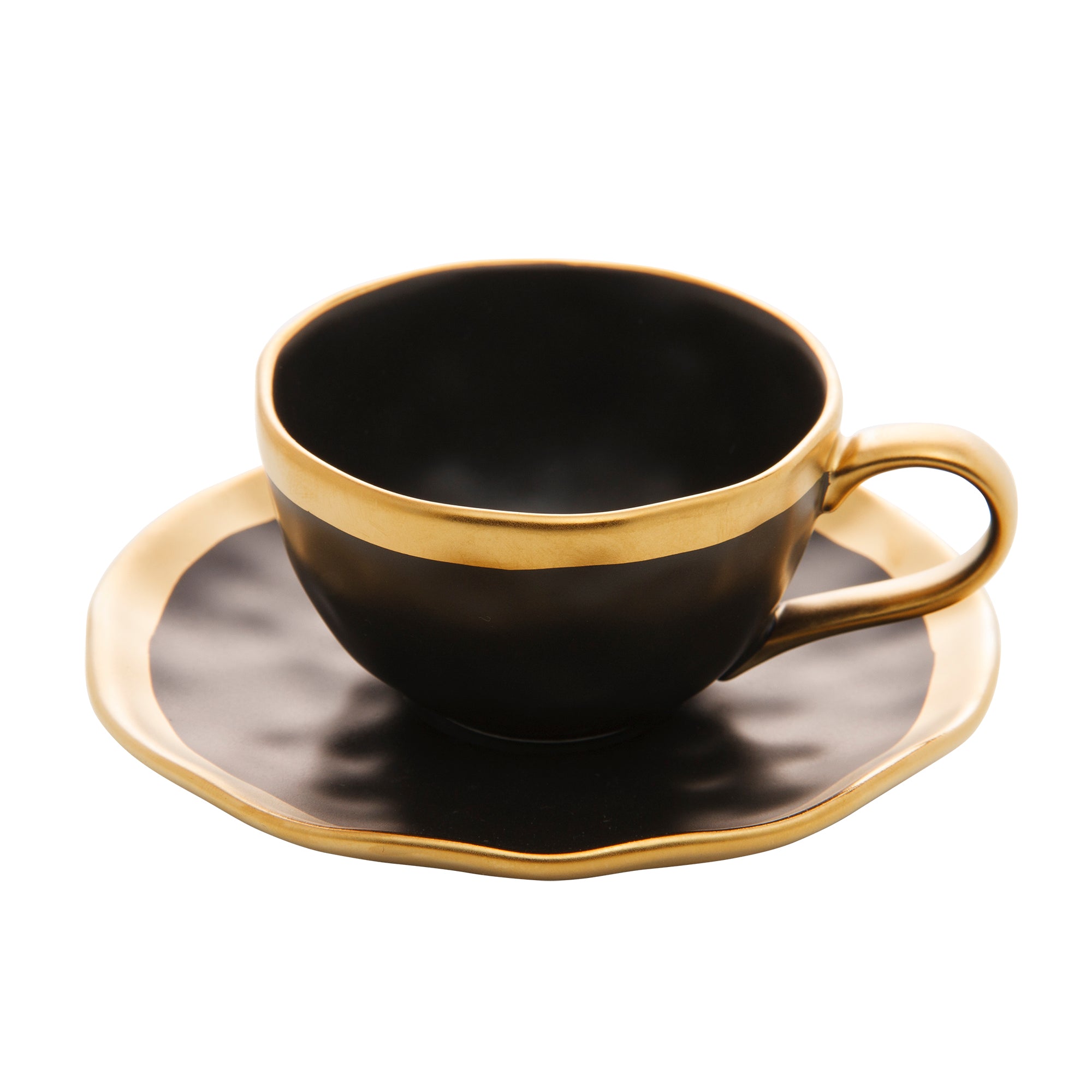XICARA DE CAFE DE PORCELANA DUBAI PRETO E DOURADO 90ML