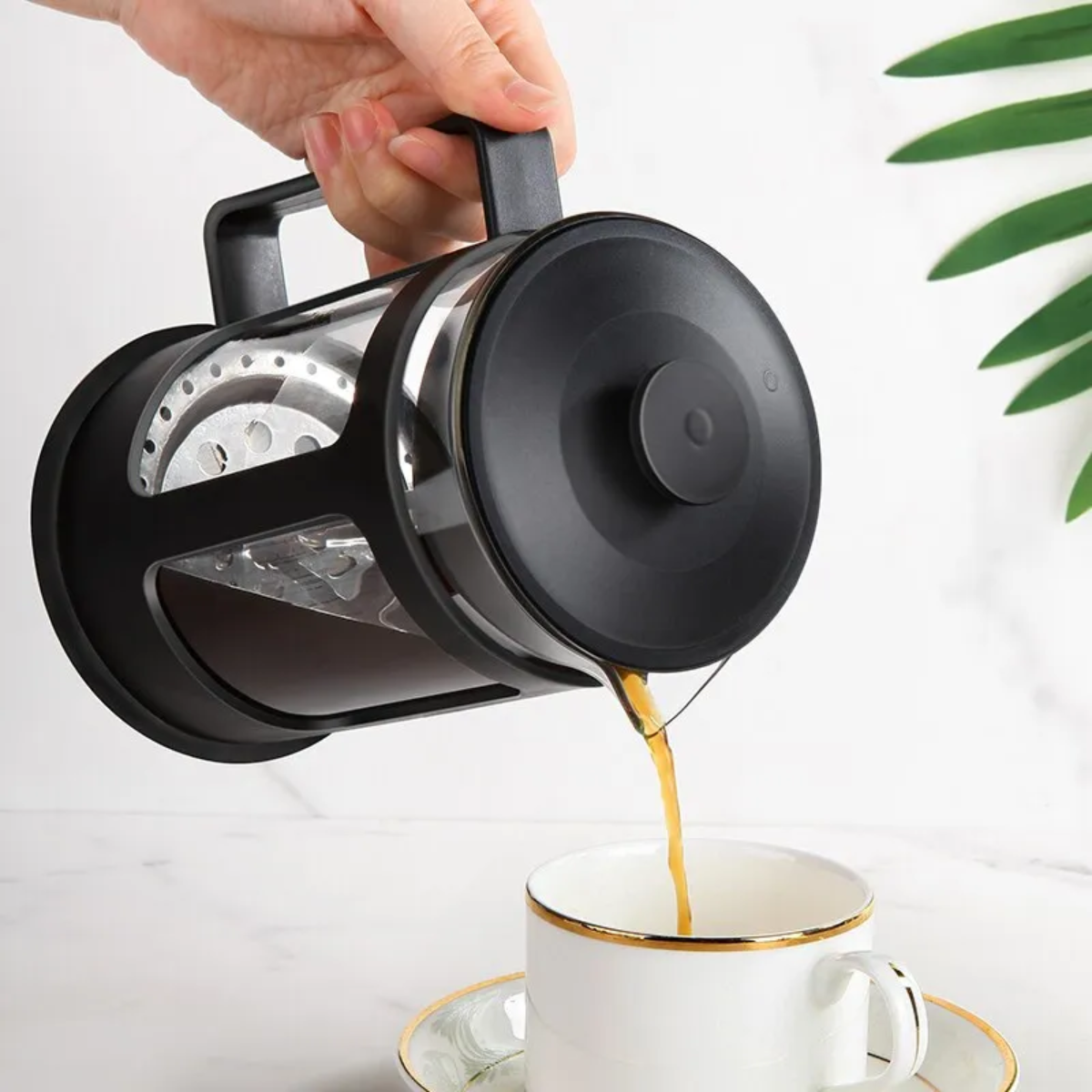 CAFETEIRA FRANCESA EM VIDRO E PLASTICO - 600ML