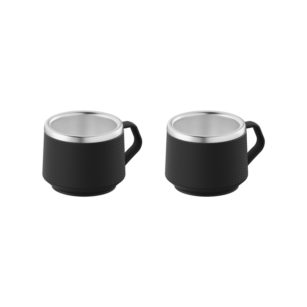 CONJUNTO DE 2 XICARAS - ABS/ACO INOX PRETA - 80ml