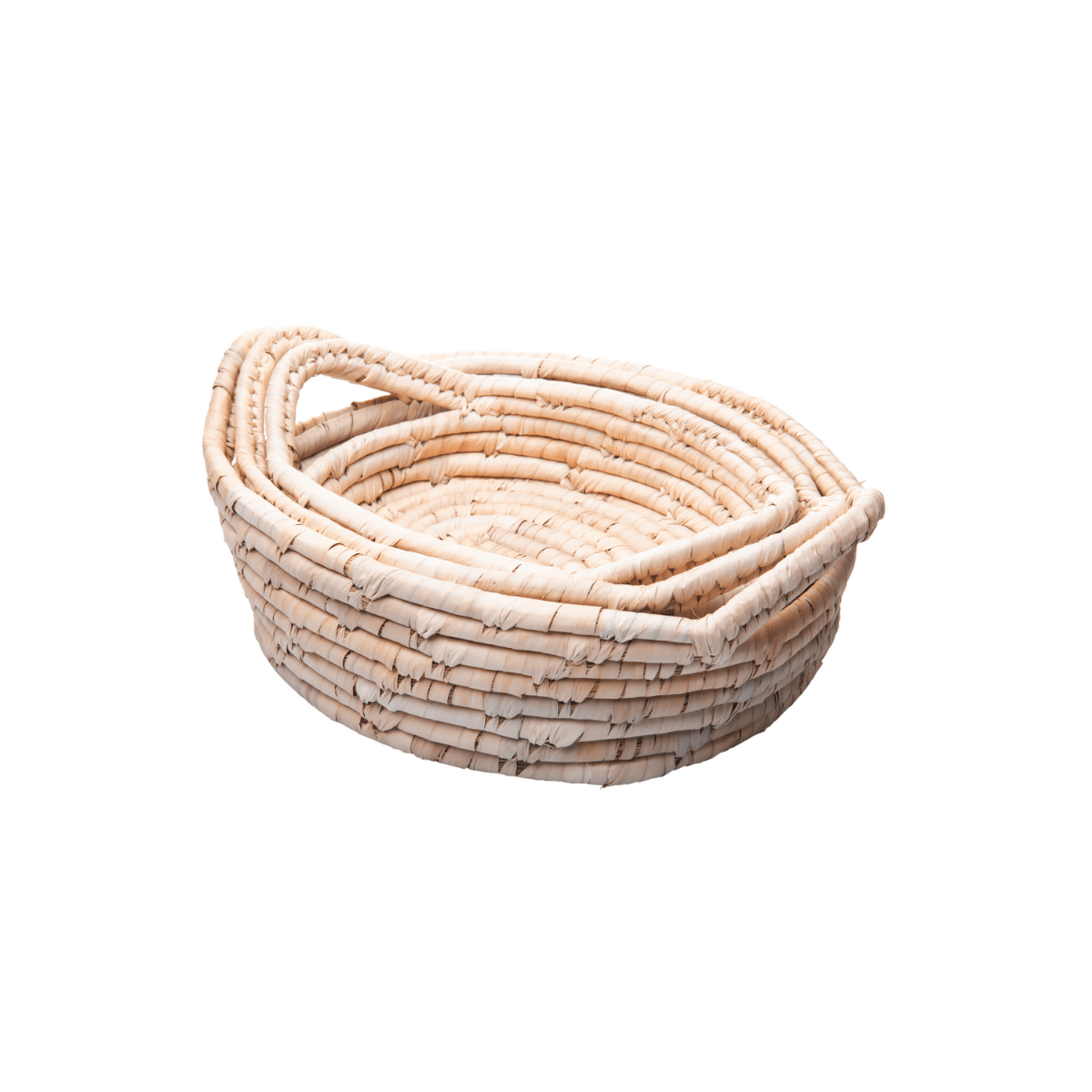 CJ 3 CESTOS OVAIS DE FIBRA NATURAL COM ALCA BRAID