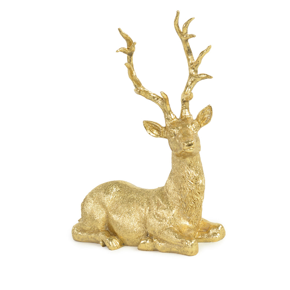 DECORACAO RENA DEITADA OURO - 30CM X 23CM