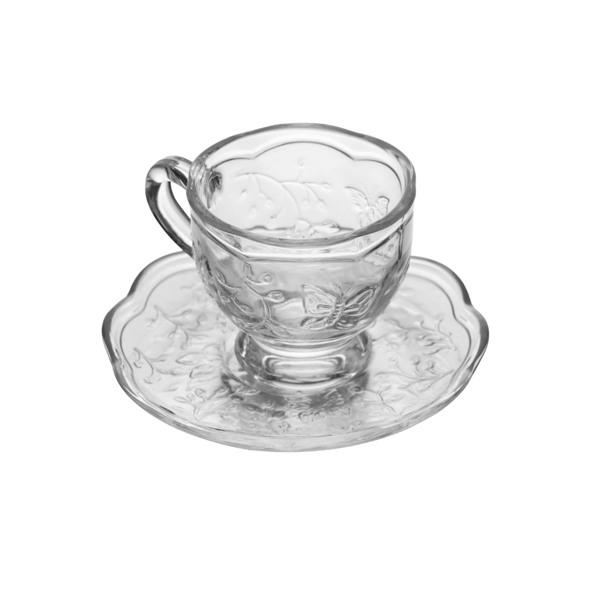 XICARA DE CAFE COM PIRES NEW BUTTERFLY 80ML CRISTAL ECOLOGICO