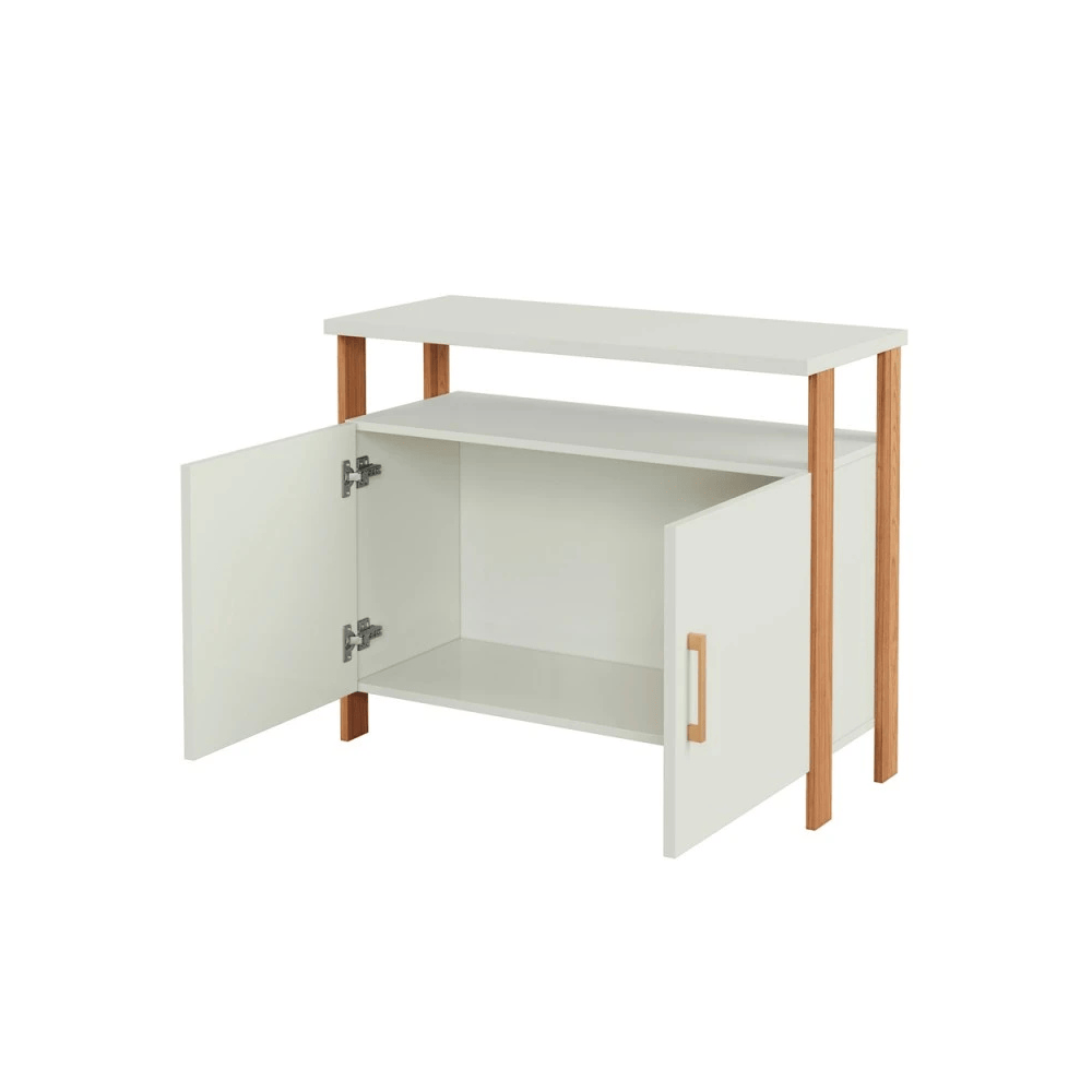 BALCAO 2 PORTAS INDUSTRIAL OFF WHITE/FREIJO/GOLD - 73CM X 89,5XM