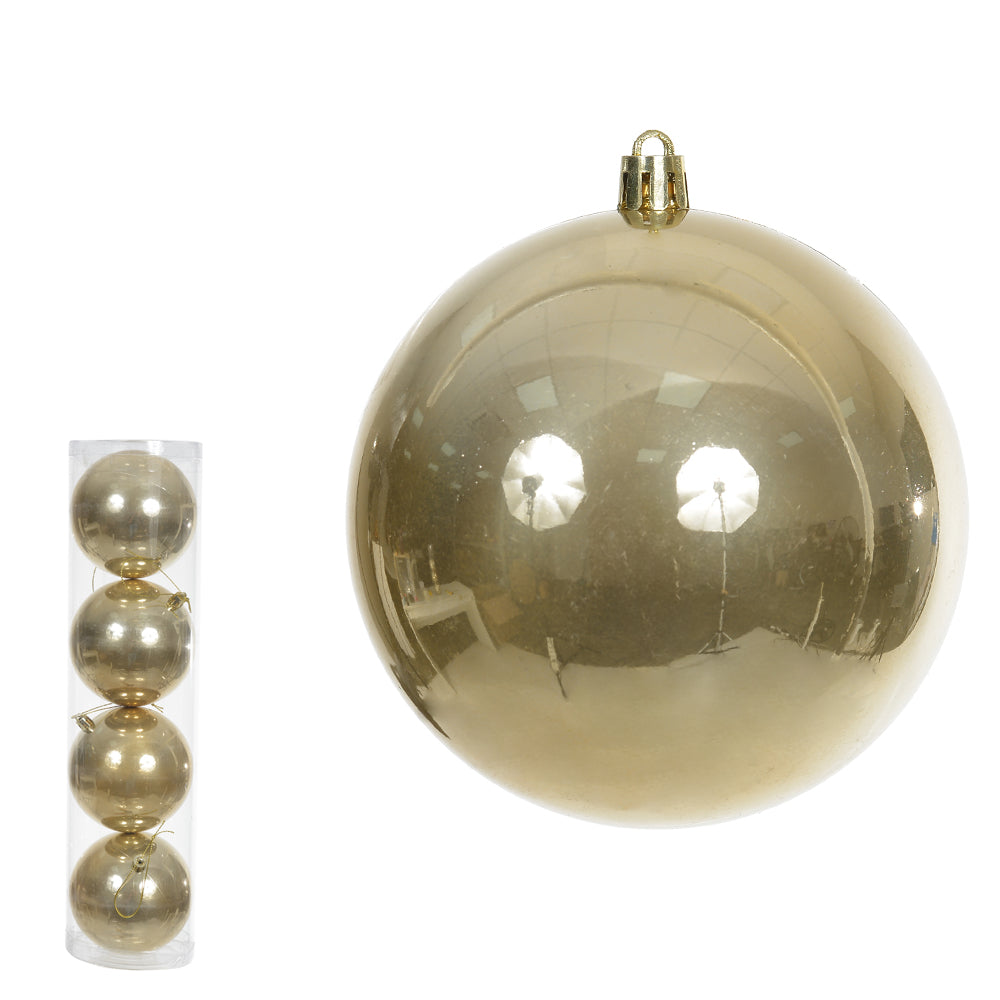 TUBO BOLAS DOURADO 10CM COM 4 UNIDADES