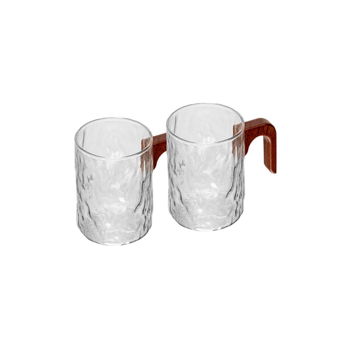 CJ 2 CANECAS DE VIDRO BOROSSILICATO COM CABO EM BAMBU 330ML