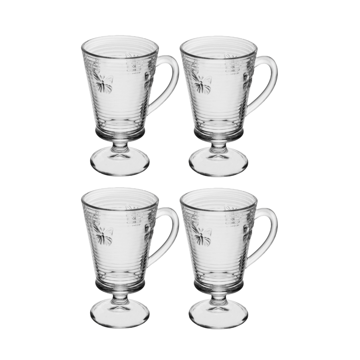 CJ 4 TACAS PARA CAPPUCCINO LINES BUTTERFLY 240ML VIDRO
