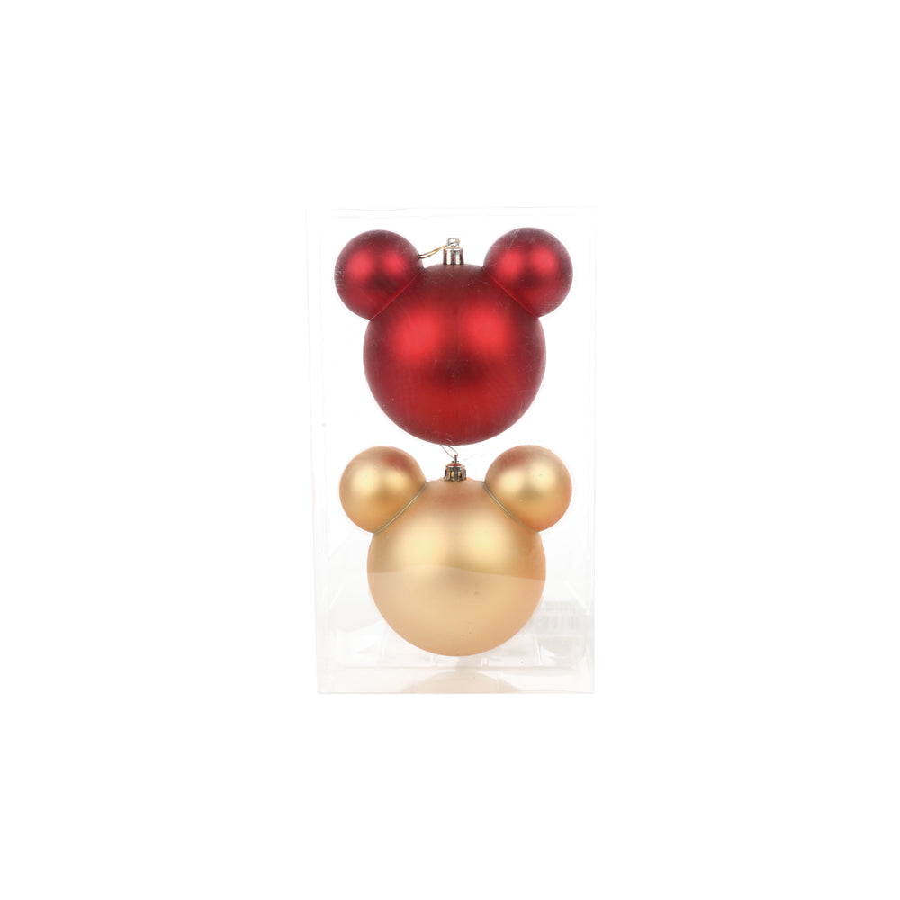JOGO 2 BOLAS MICKEY VERMELHO/OURO - 10CM