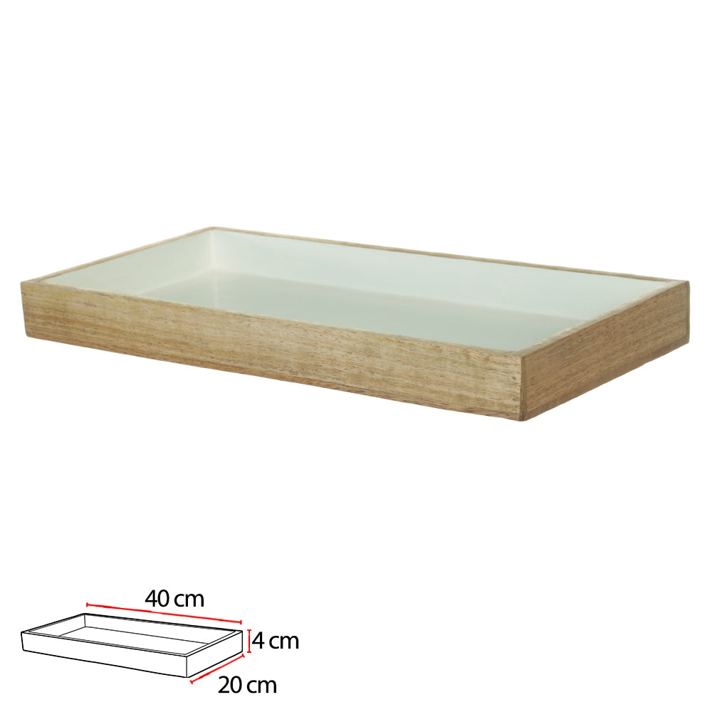 BANDEJA DE MESA MADEIRA 4X40X20cm (BRANCO)