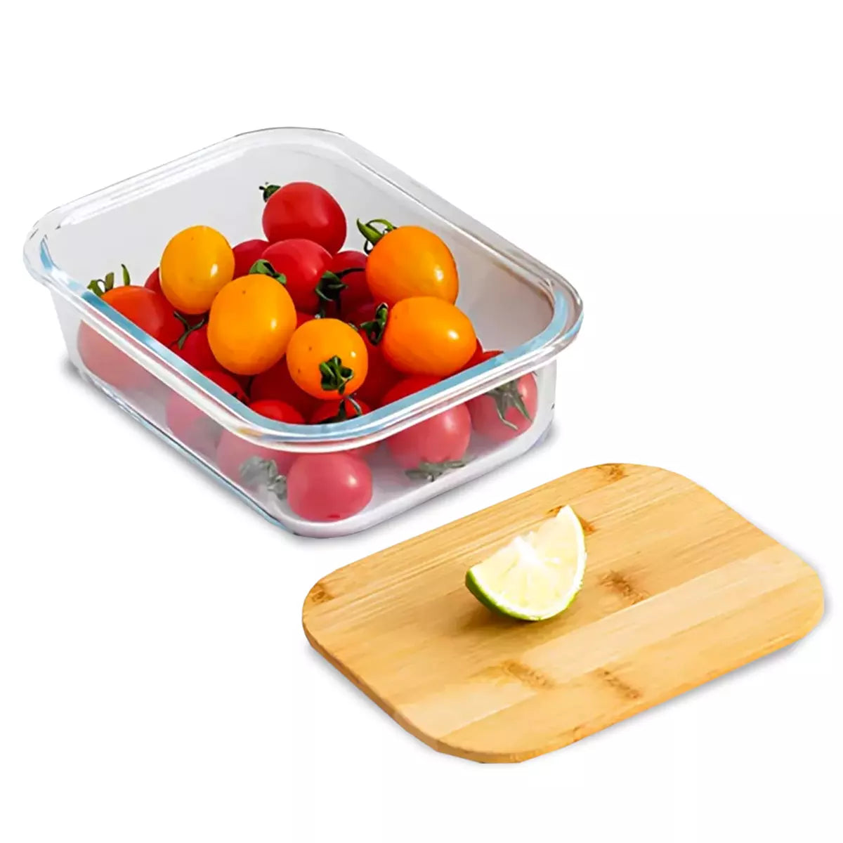 POTE HERMÉTICO DE VIDRO COM TAMPA DE BAMBU 660ML