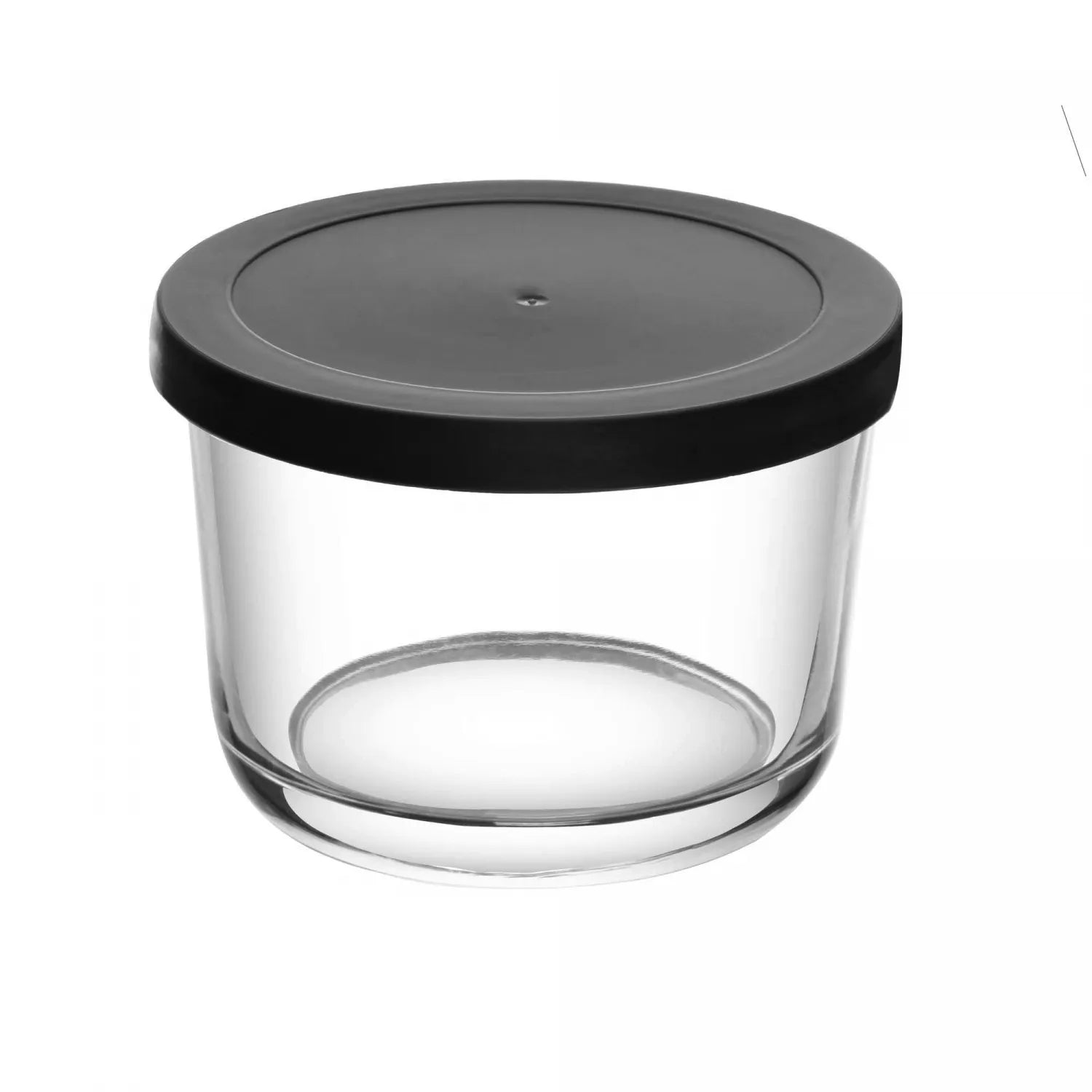 POTE DE VIDRO COM TAMPA EM PP PRETA 200ML