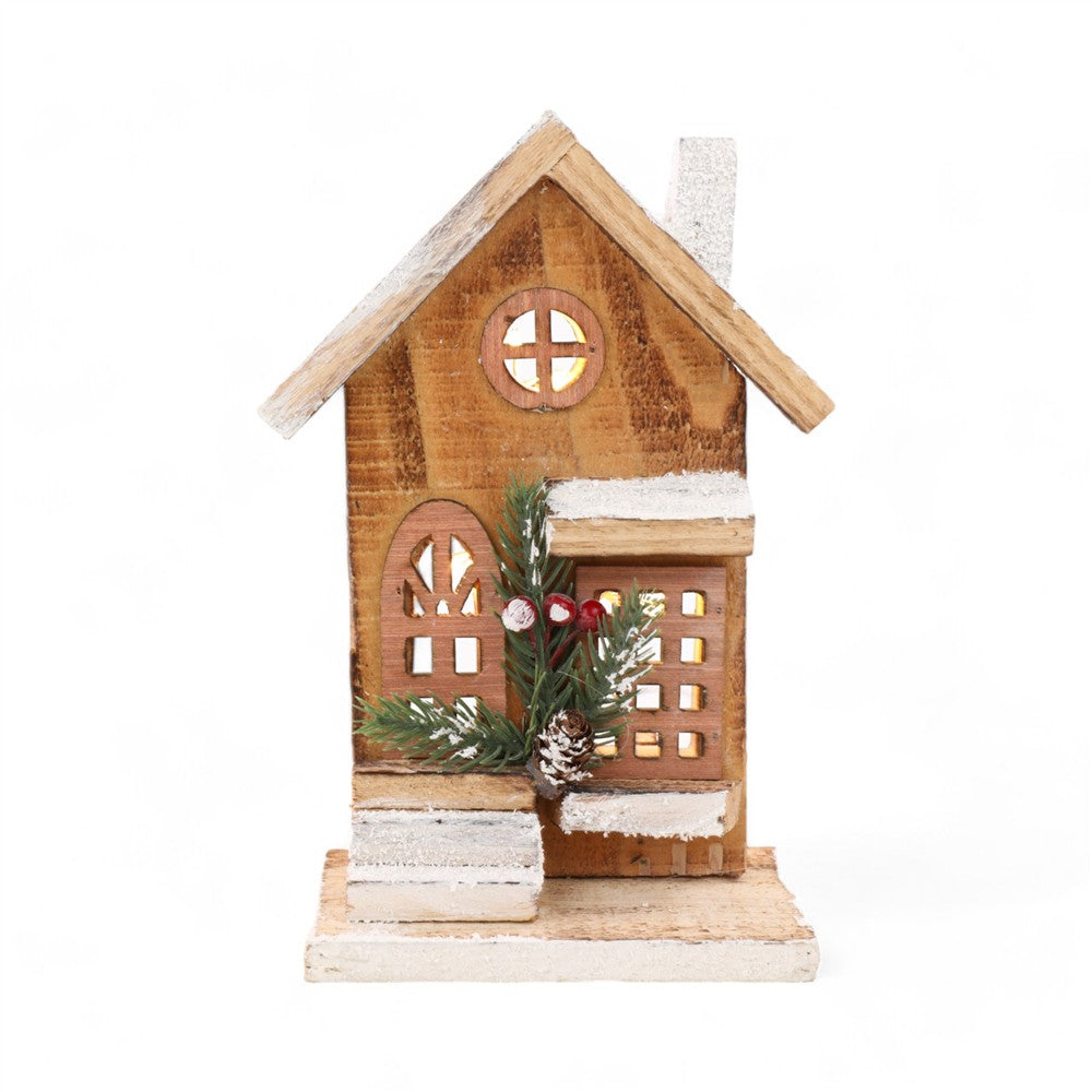 CASA MARROM COM PINHEIRO E 6 LEDS