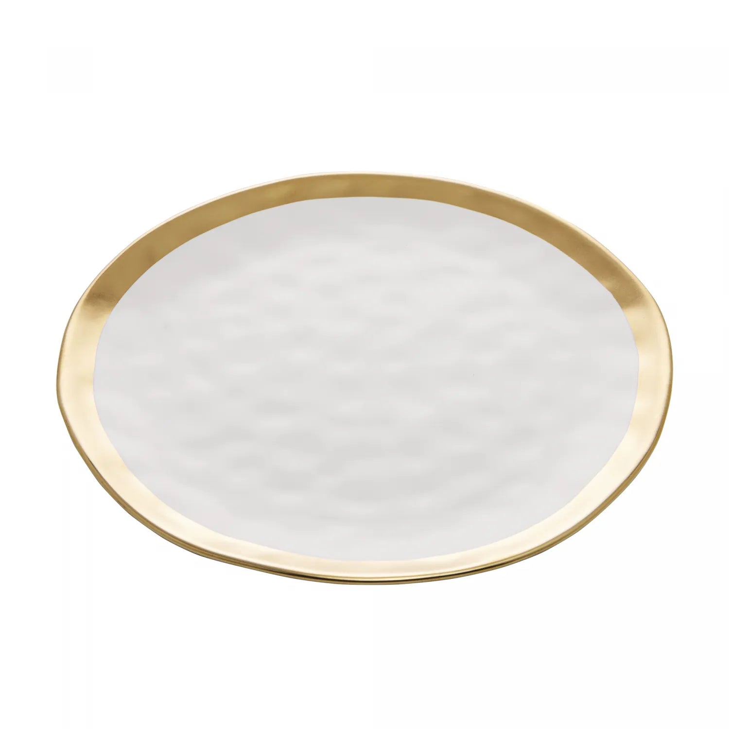 PRATO SOBREMESA DE PORCELANA BRANCO E DOURADO DUBAI 21CM