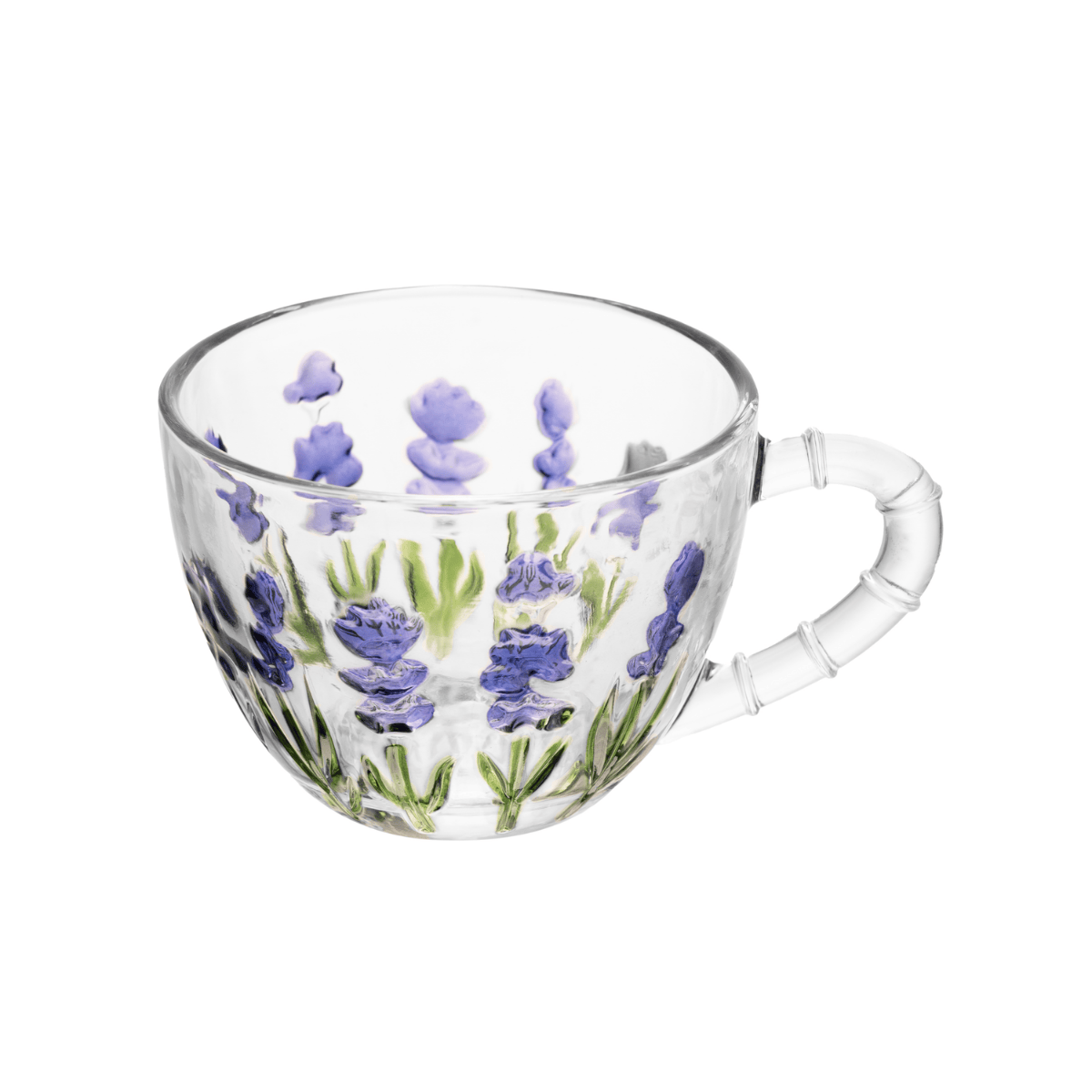 XICARA DE CHA COM PIRES LAVANDA HAND PAINTING 220ML CRISTAL