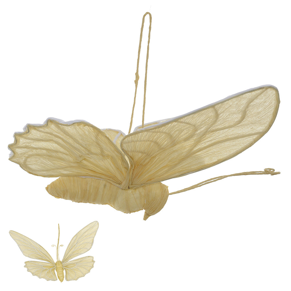 PASCOA BORBOLETA DECORATIVA PENDURAR (AMARELO CLARO) 50X36X8CM