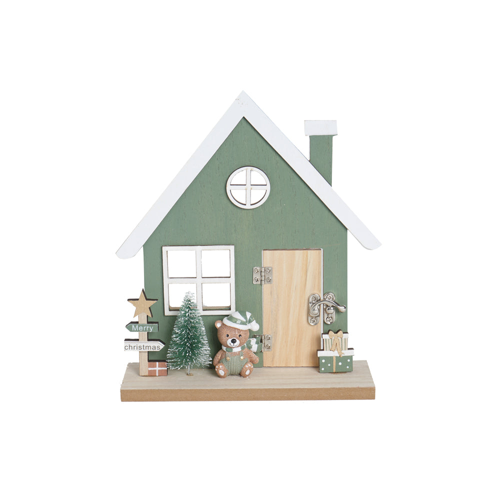 DECORACAO CASINHA COM URSO VERDE/MARROM