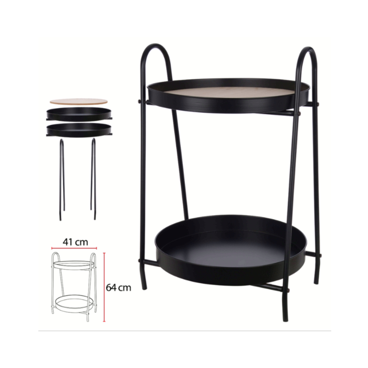 MESA LATERAL C/ALCA METAL MDF (PRETO) 64X41cm (FLORARTE) Vol. 1 a 41