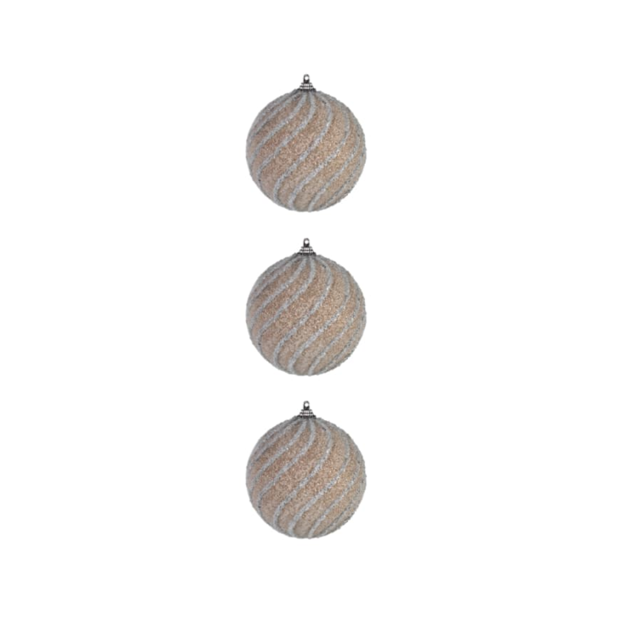 TUBO BOLA DECORADA NATAL CHAMPANHE 3 UNIDADES - 8CM