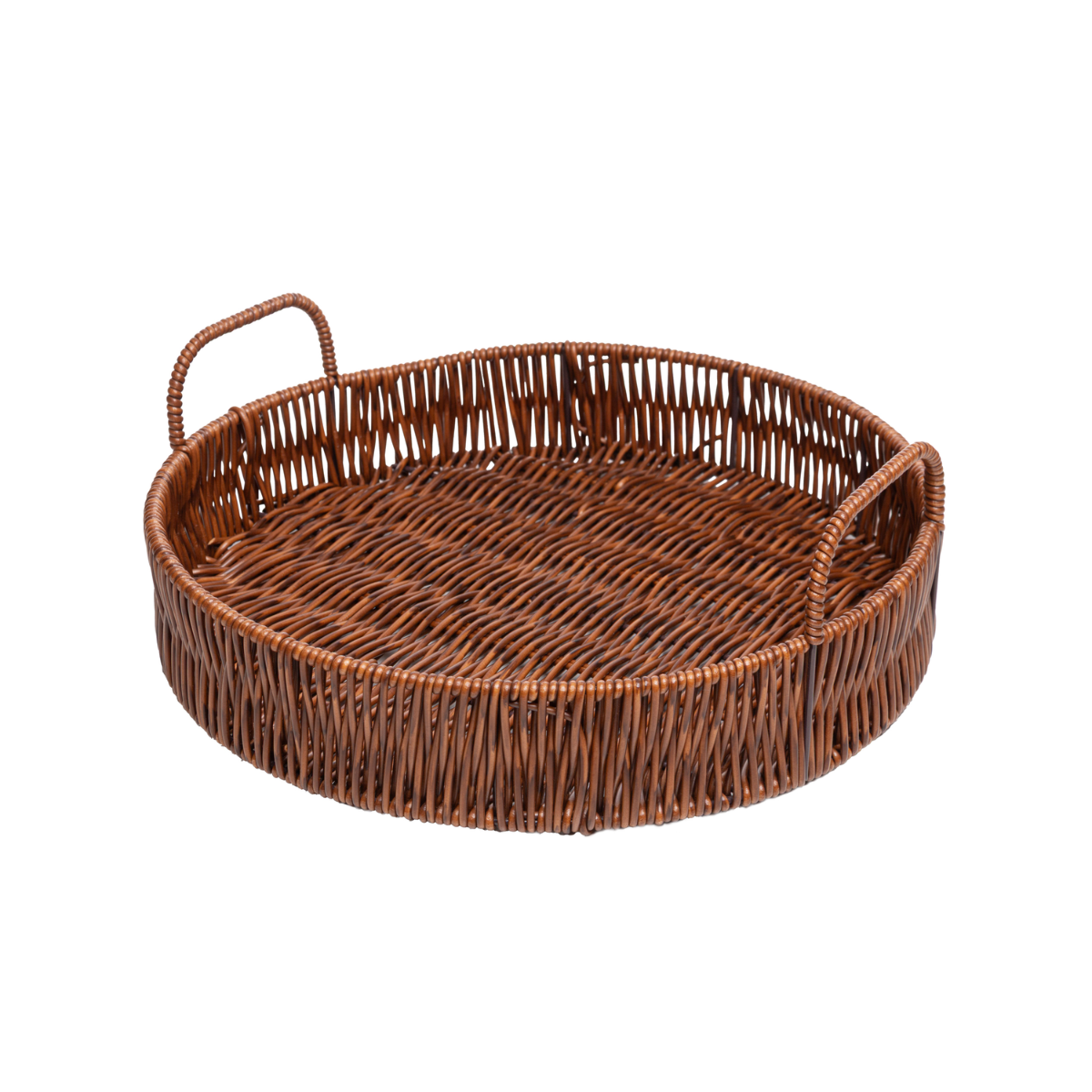BANDEJA REDONDA COM ALCA RATTAN 30,5CM X 30,5CM X 10CM PLASTICO - LYOR