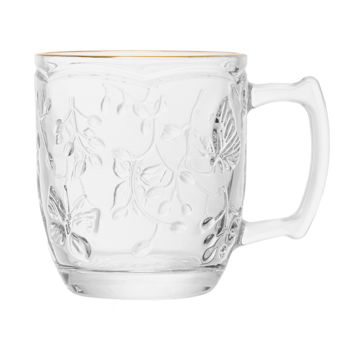 CANECA NEW BUTTERFLY COM FIO DE OURO 200ML VIDRO LYOR