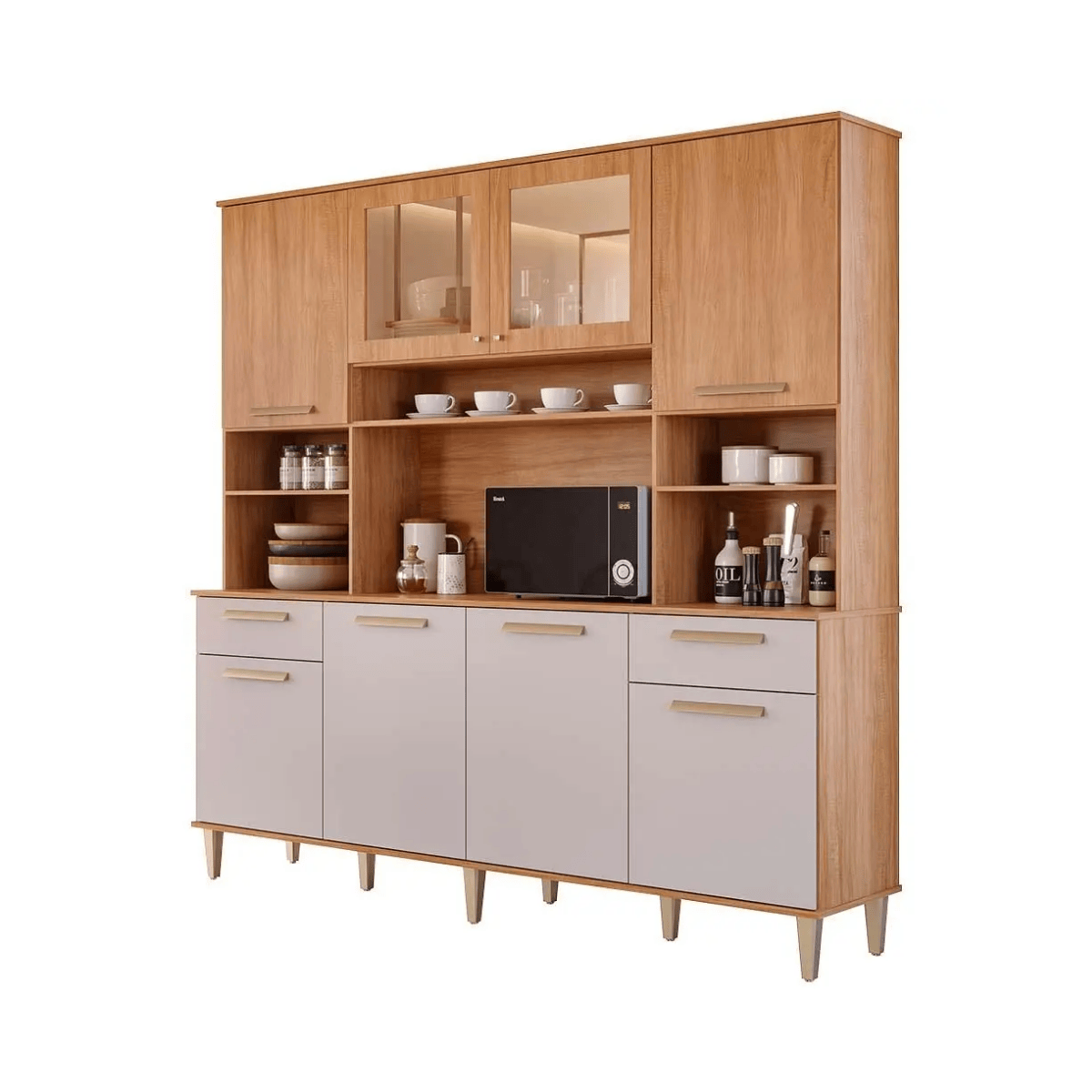 COZINHA COMPACTA DIAMANTE 2MT 8P 2G - CINAMOMO/OFF WHITE