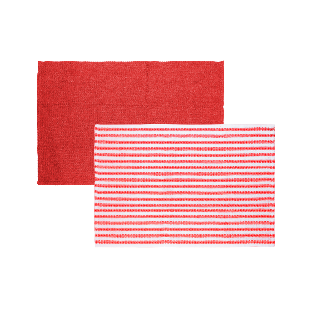 CONJUNTO DE 2 PANOS DE PRATO VERONA VERMELHO E BRANCO – 60CM X 40CM