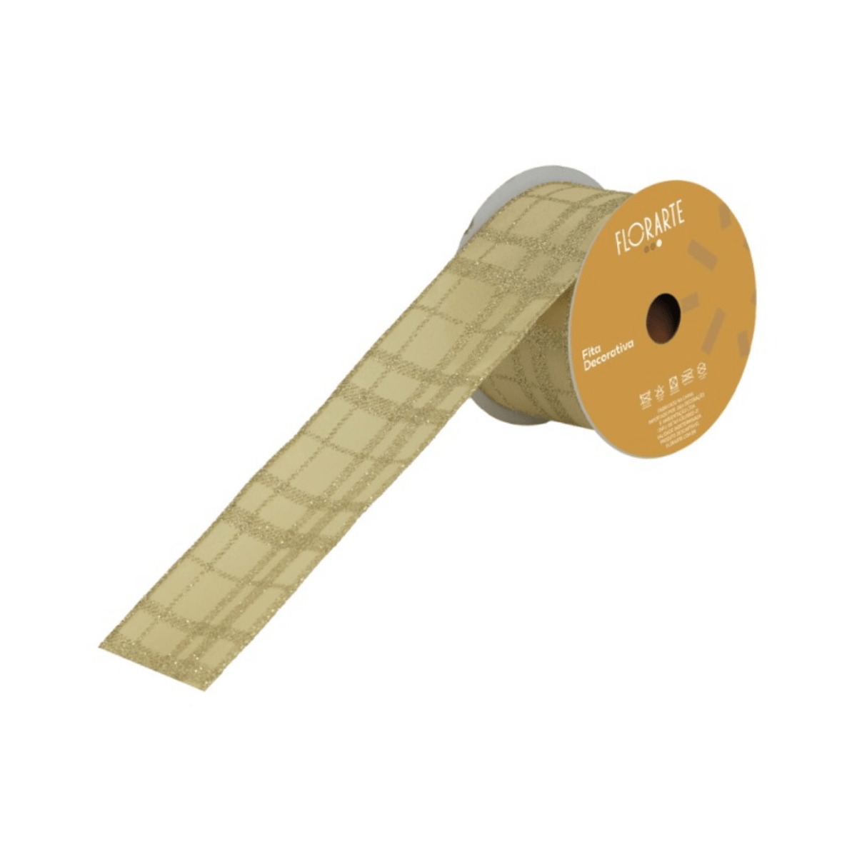FITA ARMADA CETIM COM GLITTER DOURADO - 9,14M